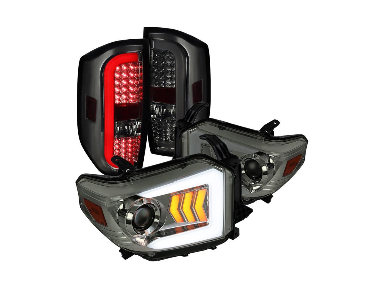 Spec-D Tuning for 2014-2019 Toyota Tundra Smoke Lens Projector Headlights Tail Lights LED DRL 2016 Toyota Tundra Rear Turn Signal Bulb