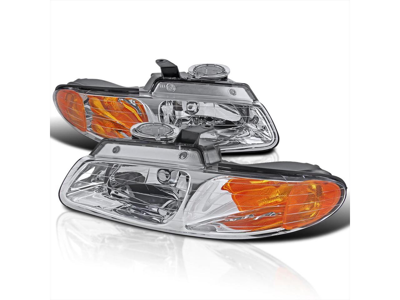 For 1996-2000 Caravan Town & Country Voyager Clear Headlights+8-LED Fog Lamps