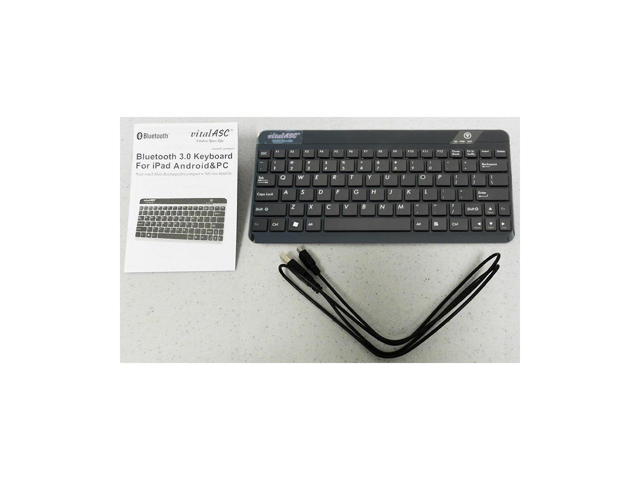 VitalASC 10KA iPad Windows Android Rechargeable Slim Bluetooth Keyboard