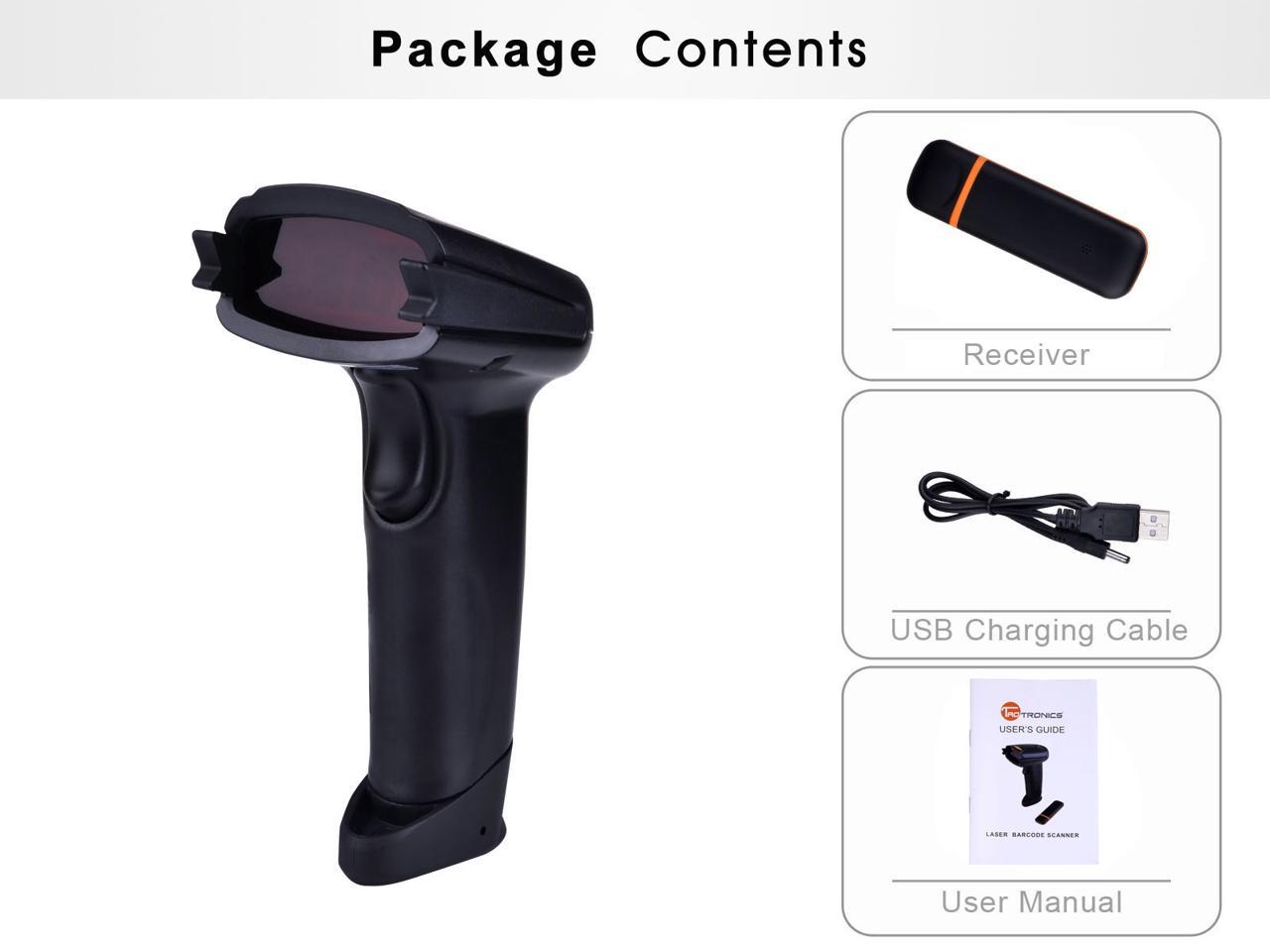 Mobile Moveable Optical Laser Portable 2.4GHz Cordless Handheld Bar Code Reader with USB Receiver Short Range TaoTronics Wireless Barcode Scanner Anti-Interference Kit 32-Bit Decoder