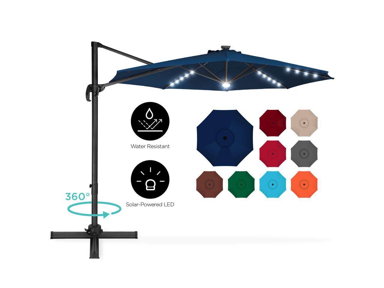 Best Choice Products 10ft 360 Degree Led Cantilever Offset Hanging Market Patio Umbrella W Easy Tilt Navy Blue Newegg Com