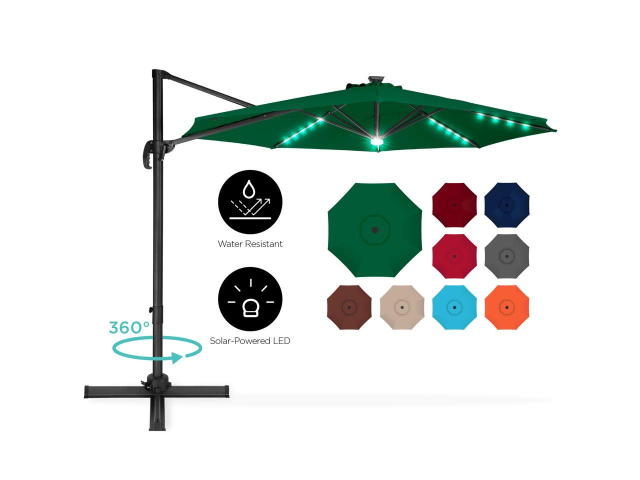 Best Choice Products 10ft 360 Degree Led Cantilever Offset Hanging Market Patio Umbrella W Easy Tilt Green Newegg Com