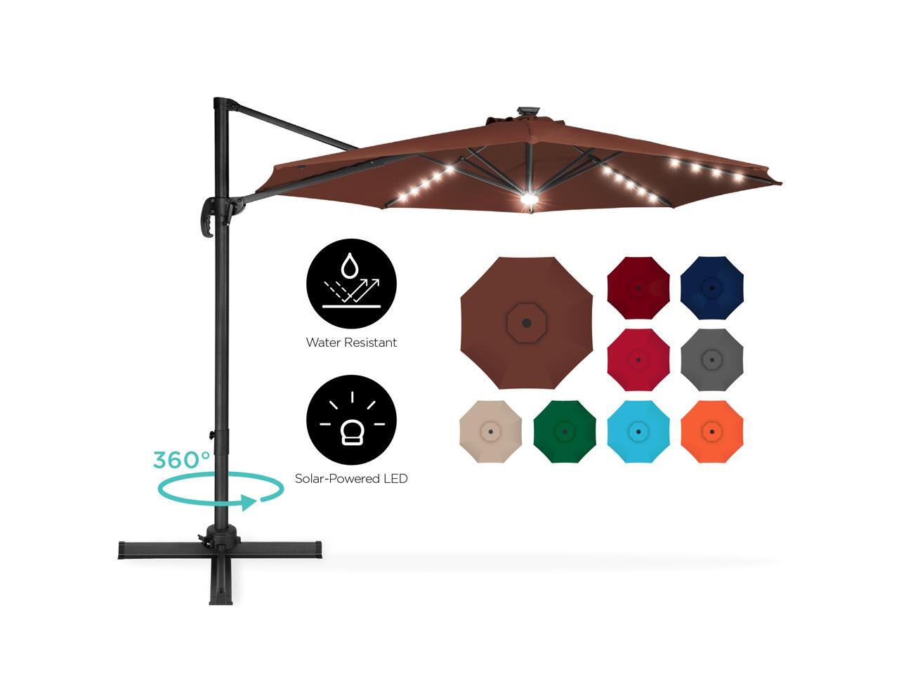 Best Choice Products 10ft 360 Degree Led Cantilever Offset Hanging Market Patio Umbrella W Easy Tilt Brown Newegg Com