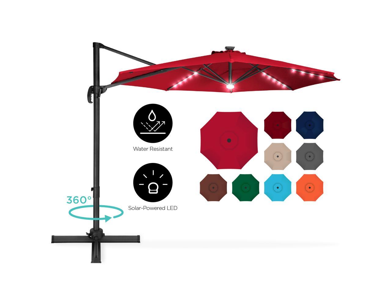 Best Choice Products 10ft 360 Degree Led Cantilever Offset Hanging Market Patio Umbrella W Easy Tilt Red Newegg Com