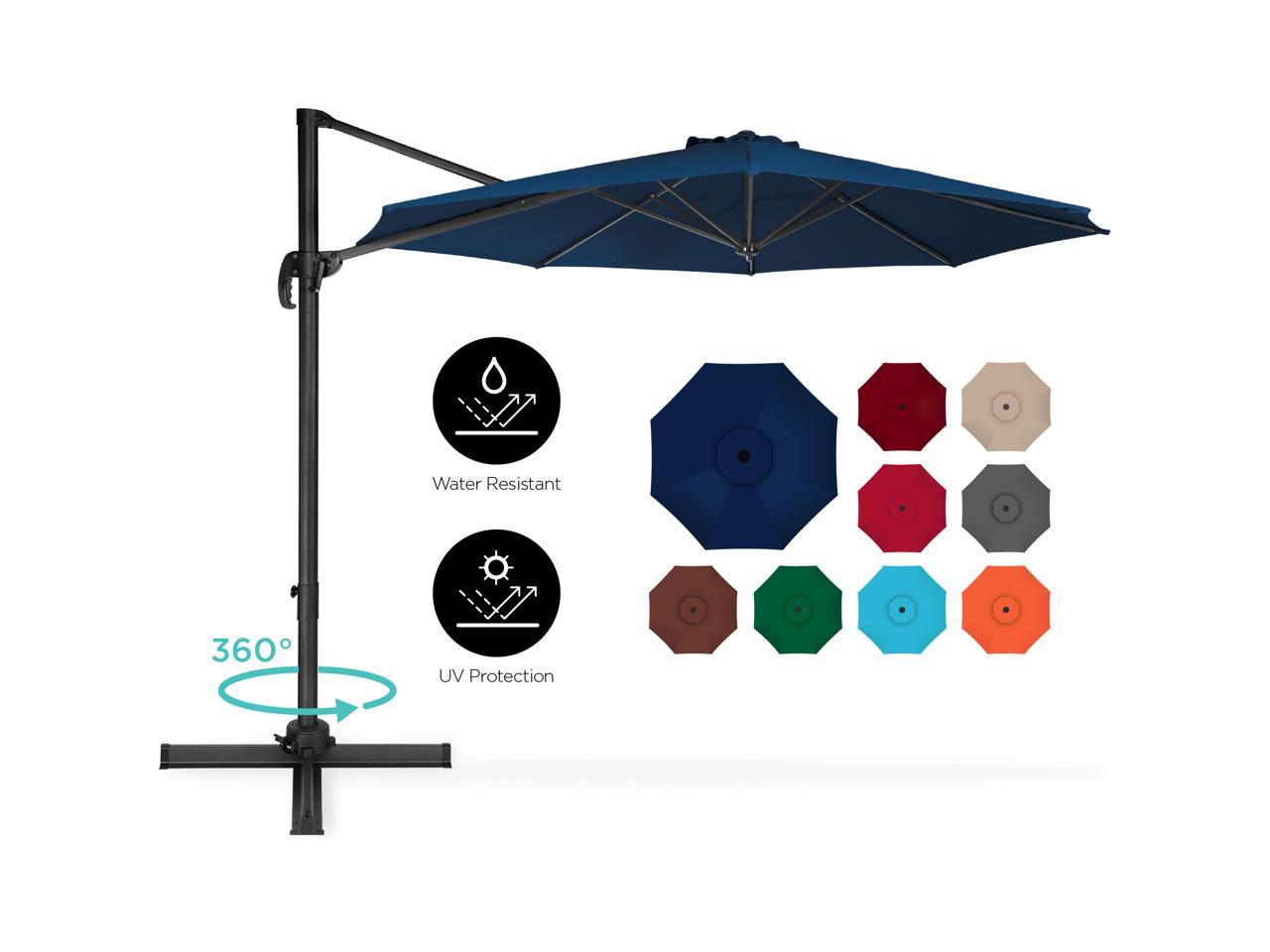 Best Choice Products 10ft 360 Degree Rotating Cantilever Offset Hanging Market Patio Umbrella W Easy Tilt Navy Blue Newegg Com