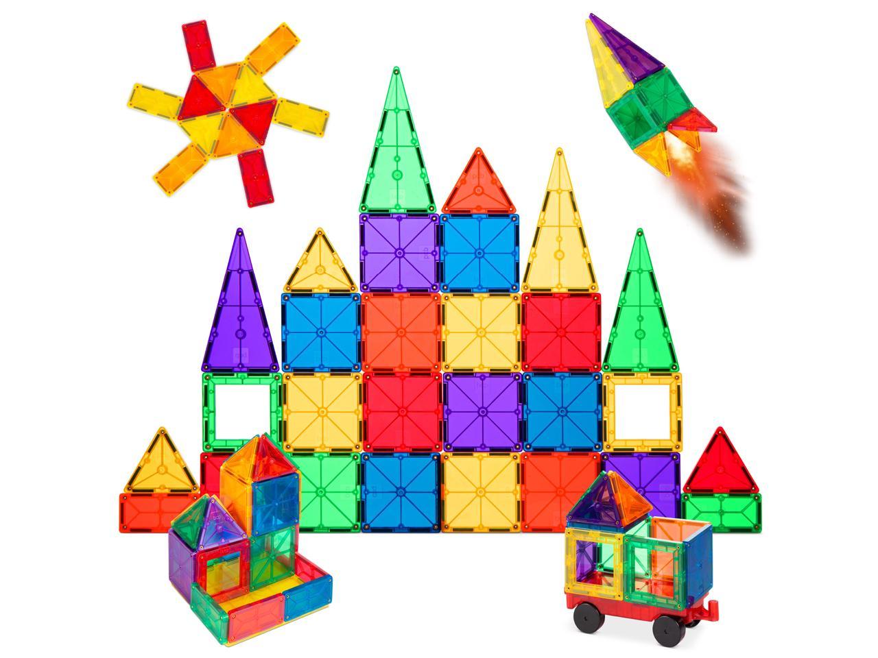 best choice products kids magnetic building block tiles toy set w