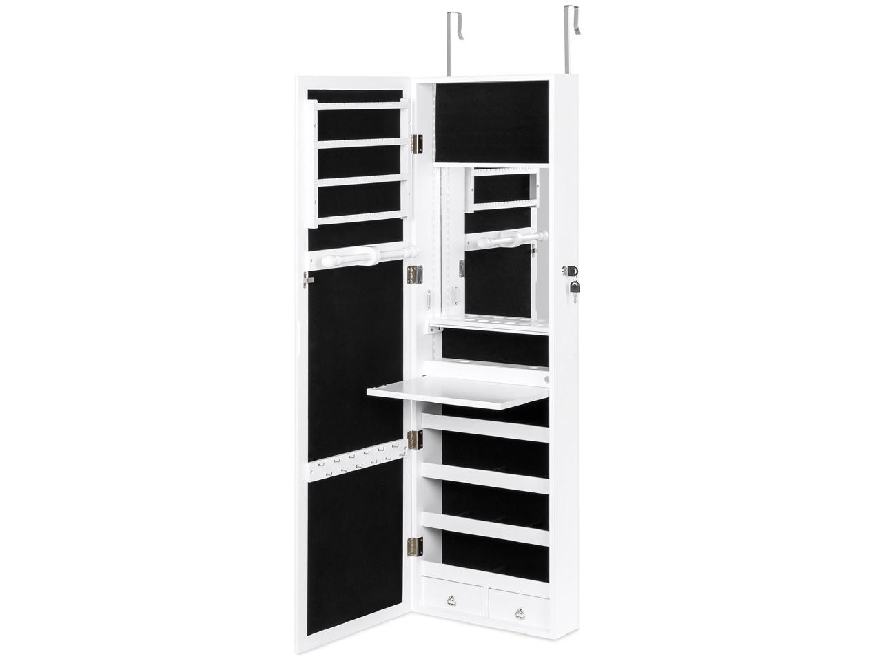 Best Choice Products Hanging Mirror Jewelry Armoire Cabinet For Door Or Wall Mount W Led Lights Cosmetics Tray Lock Newegg Com