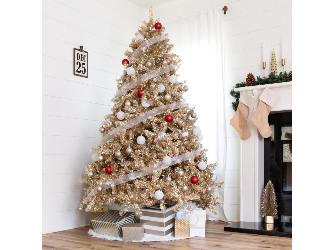 6ft Artificial Tinsel Christmas Tree w/ 1,477 Branch Tips ...