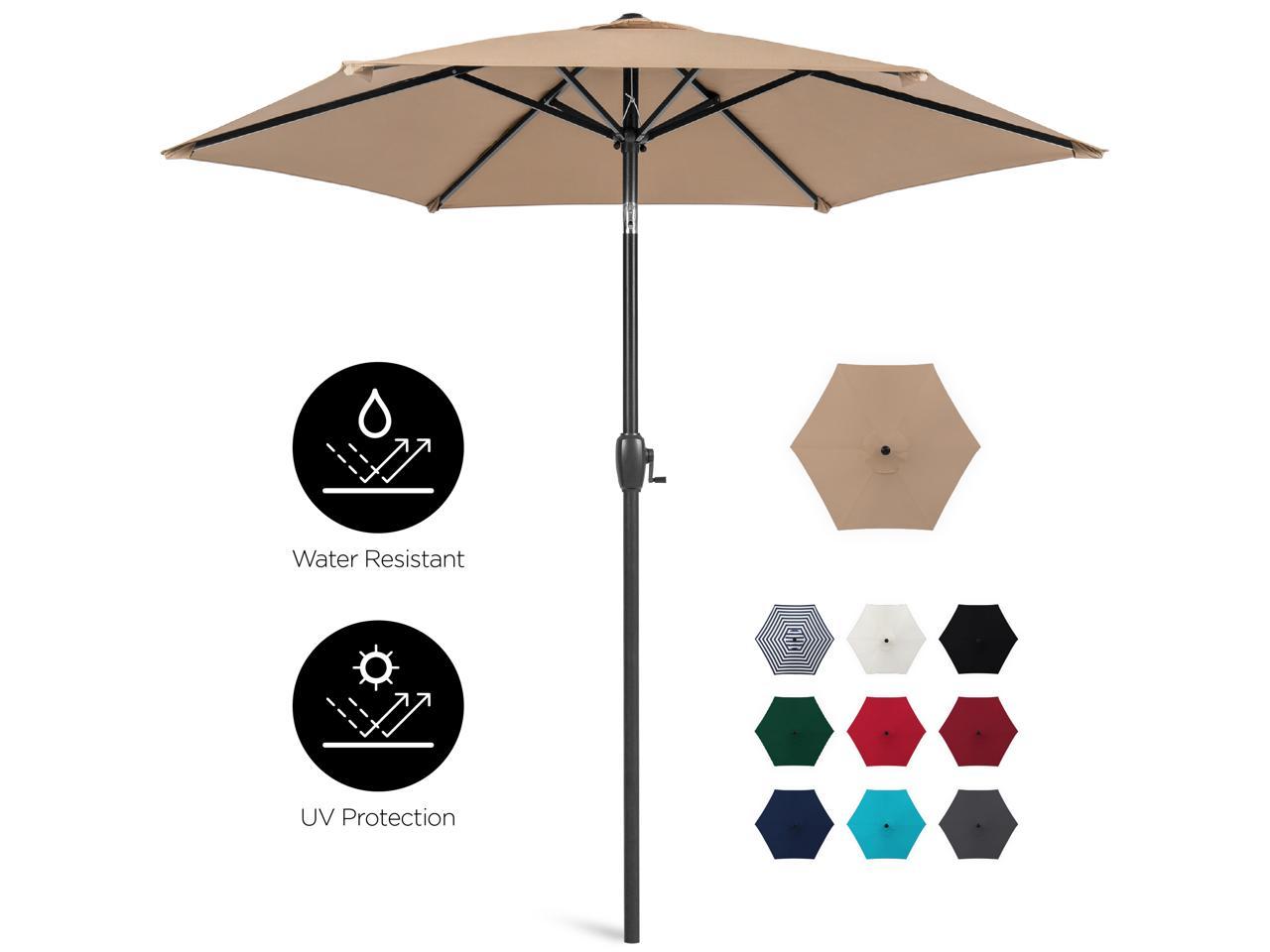 Best Choice Products 7 5ft Heavy Duty Outdoor Market Patio Umbrella W Push Button Tilt Easy Crank Lift Tan Newegg Com