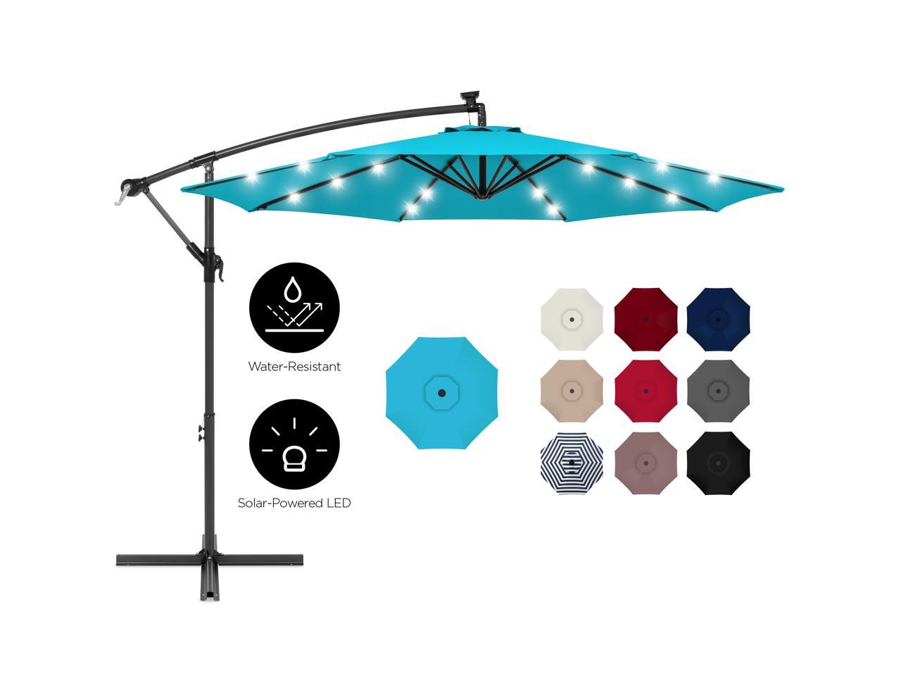 Best Choice Products 10ft Solar Led Offset Hanging Outdoor Market Patio Umbrella W Easy Tilt Adjustment Sky Blue Newegg Com