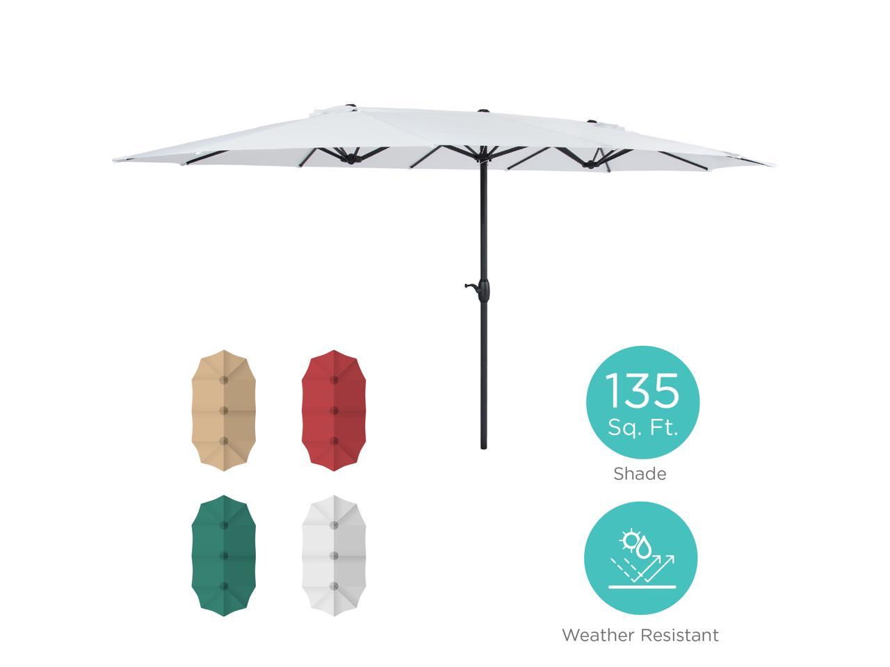 Best Choice Products 15x9ft Large Double Sided Rectangular Outdoor Aluminum Twin Patio Market Umbrella W Crank White Newegg Com