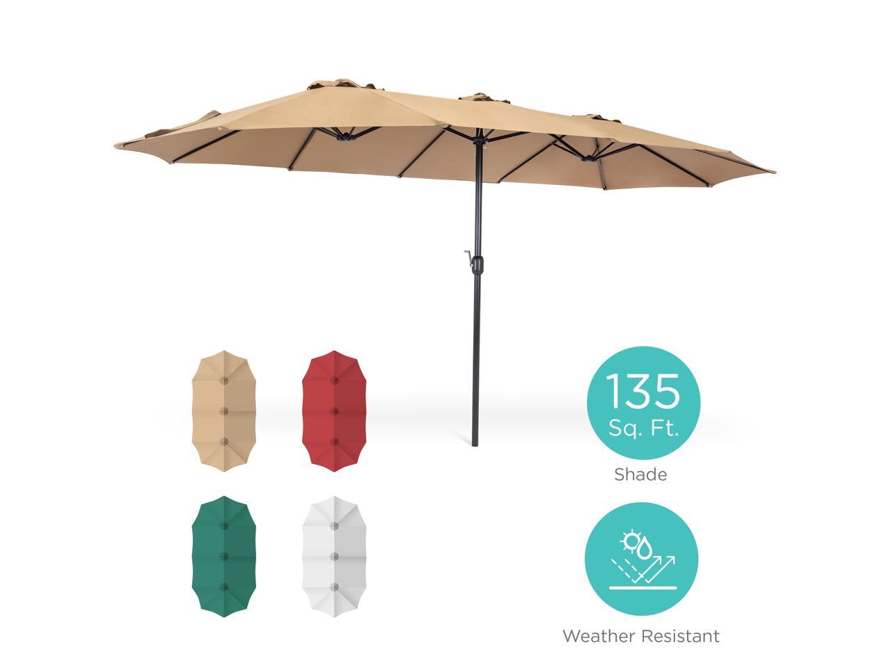 Best Choice Products 15x9ft Large Double Sided Rectangular Outdoor Aluminum Twin Patio Market Umbrella W Crank Beige Newegg Com
