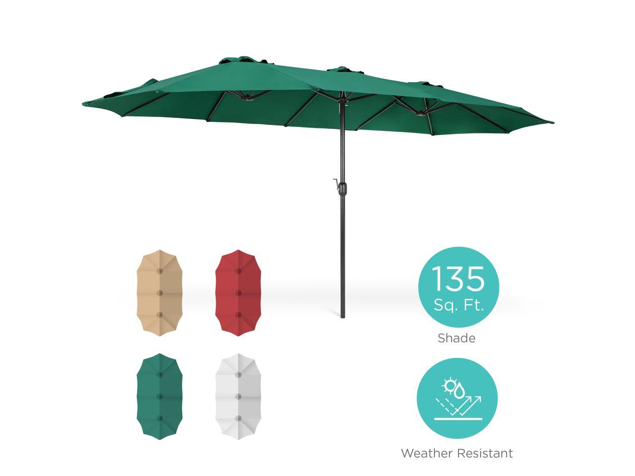 Best Choice Products 15x9ft Large Double Sided Rectangular Outdoor Aluminum Twin Patio Market Umbrella W Crank Green Newegg Com