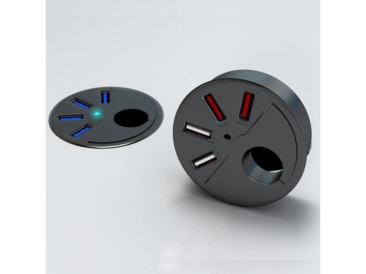 SEDNA 2.5" Grommet Hole In Desk USB 3.1 Gen I 3 Port Hub/ BC 1.2