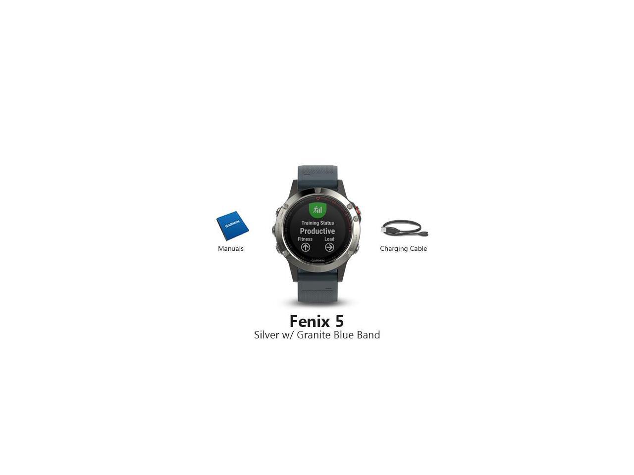 garmin fenix 5 silver with granite blue band