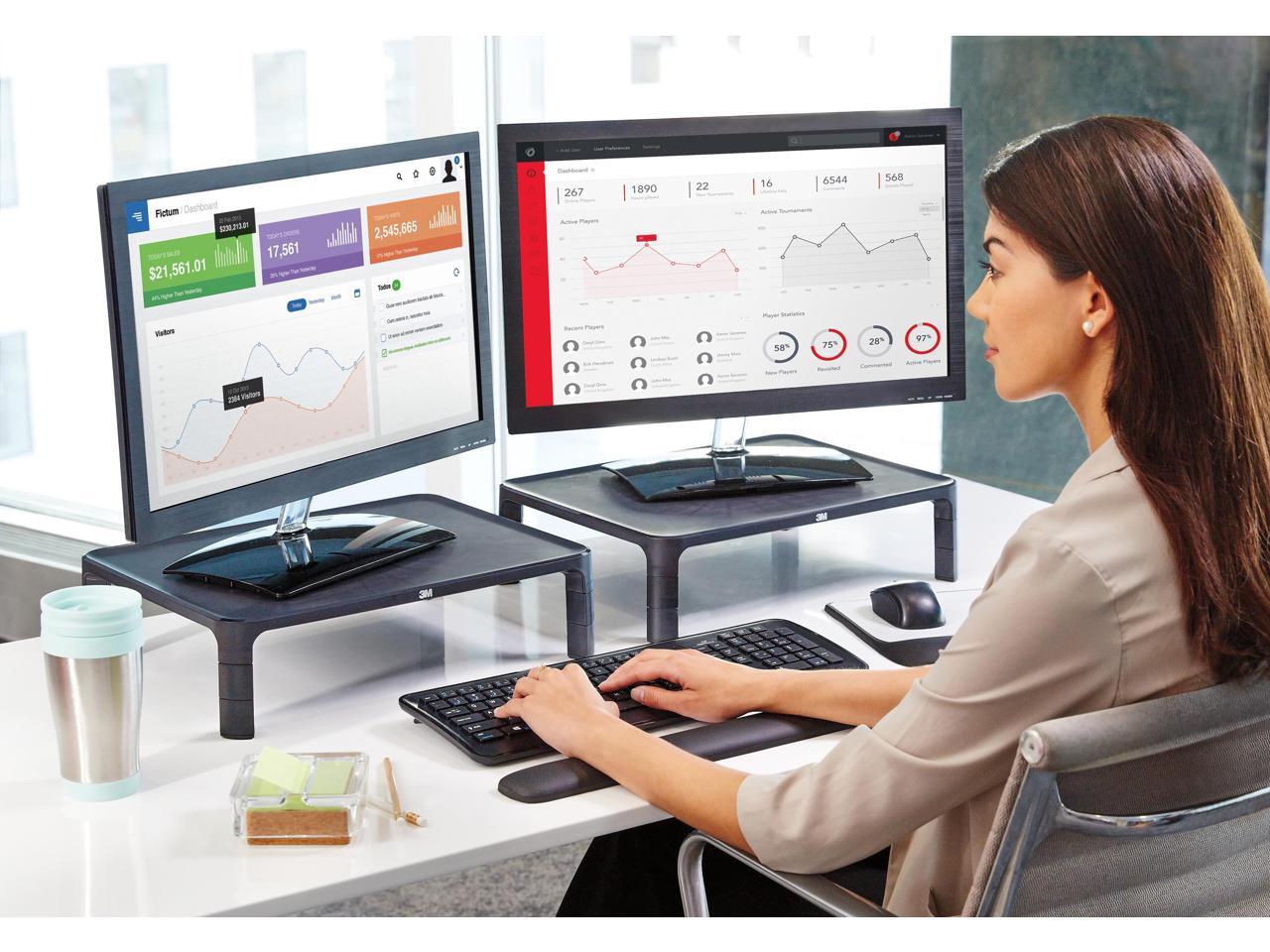 3M MS85B Adjustable Monitor Stand for Monitors and Laptops, Height