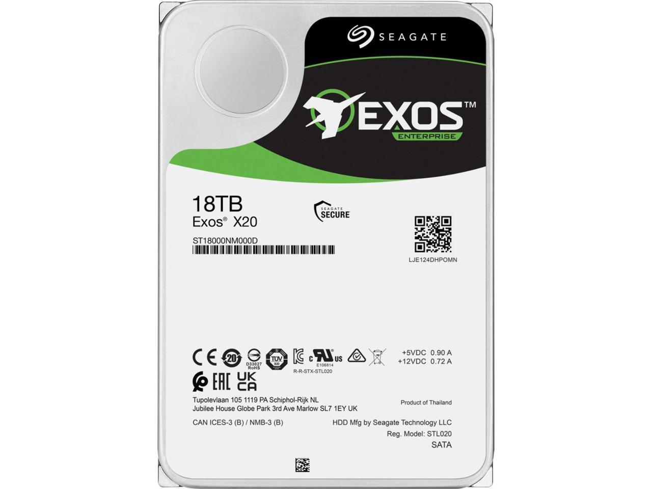 Seagate Exos X20 ST18000NM000D 18TB 7200 RPM 256MB Cache SAS 12Gb s 3 5 