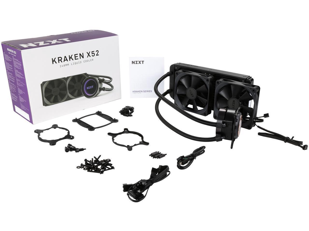 Nzxt Kraken X52 Rl Krx52 02 240mm Liquid Cooling System Includes Am4 Bracket Newegg Com