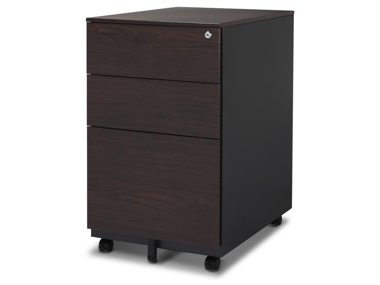 Aurora Fc 103wa Modern Soho Design 3 Drawer Metal Mobile File Cabinet With Lock Key Fully Assembled Walnut Newegg Com