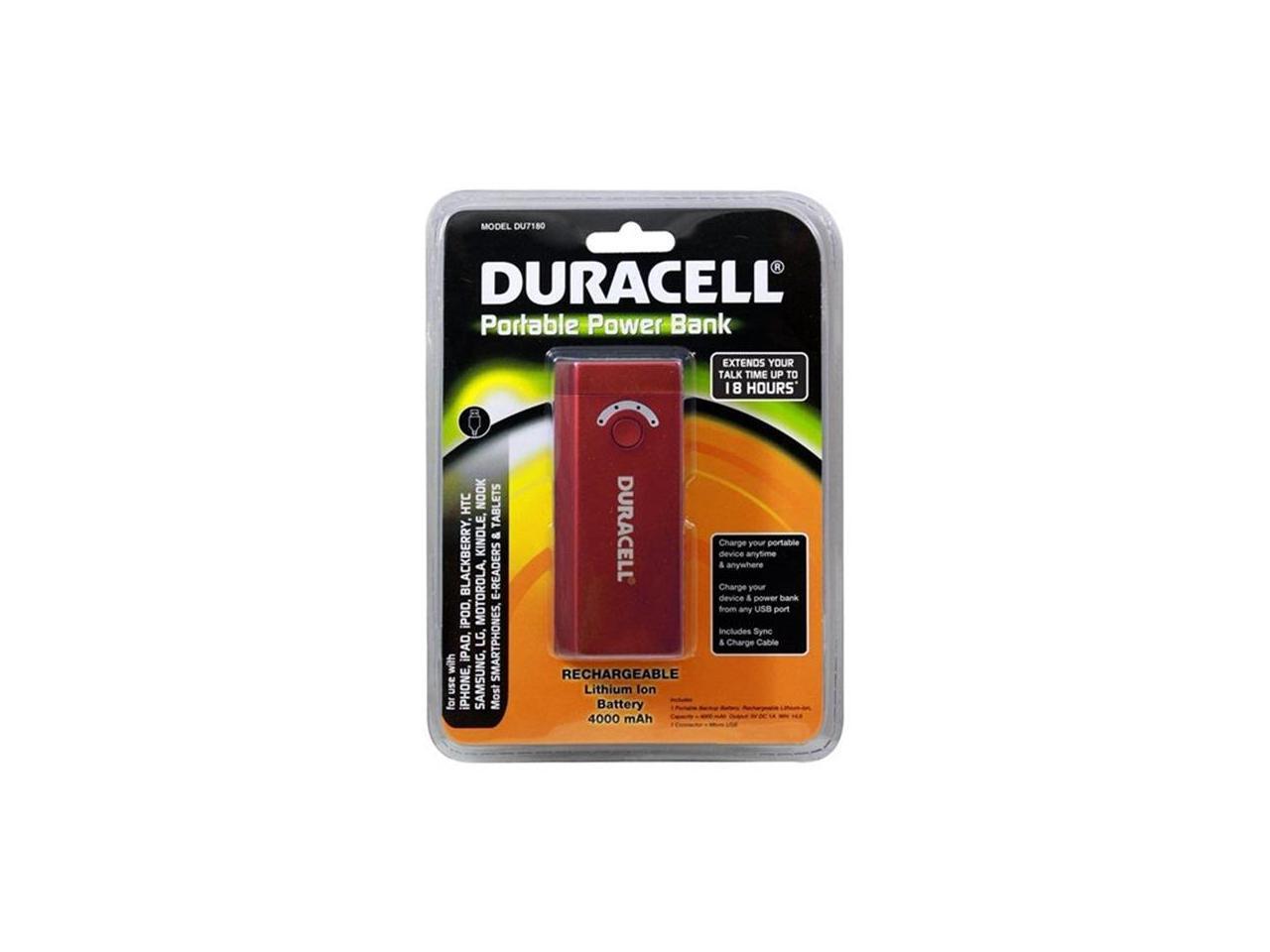 DURACELL Portable Power Bank & AC Charger (4000 mAh) Battery Charger for use with iPhone, iPad