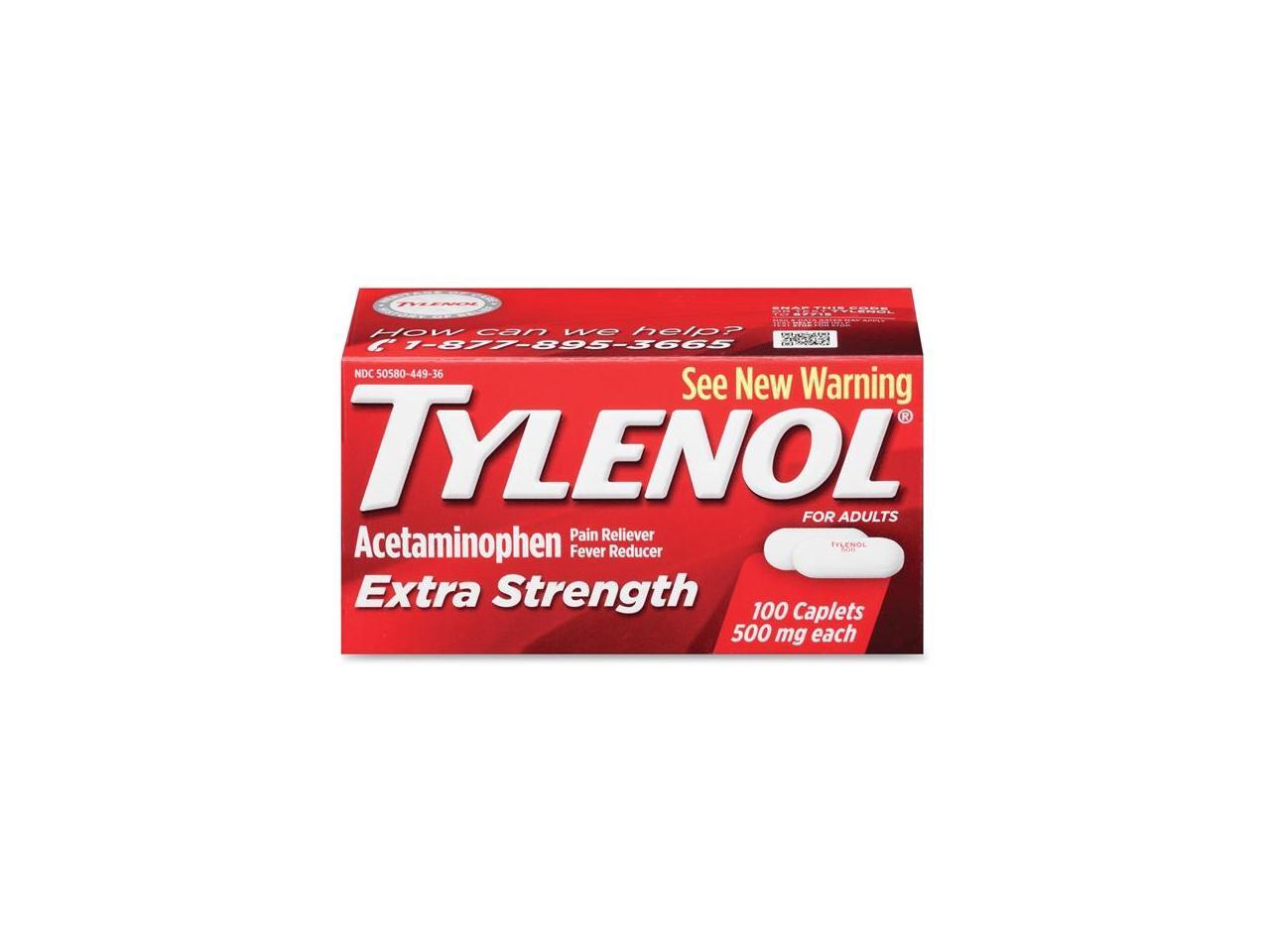 Tylenol Extra Strength 1 box of 100 caplets Pain Reliever, Fever