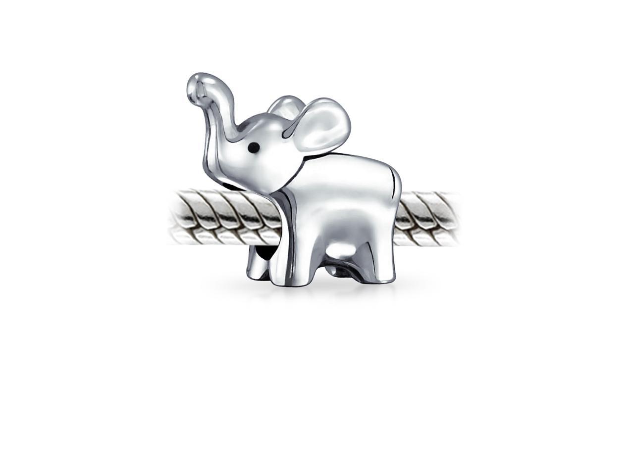 Good Luck Trunk Up Elephant Bead Charm For Women For Teen Oxidized 925 Sterling Silver Fits European Bracelet 