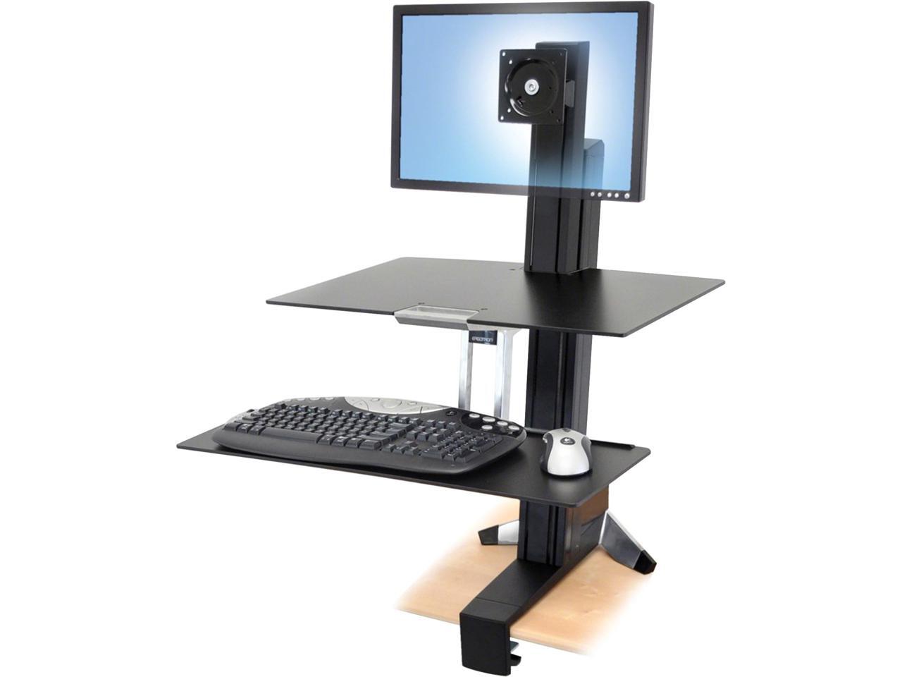 Ergotron WorkFitS Single LD with Worksurface+ (Black)