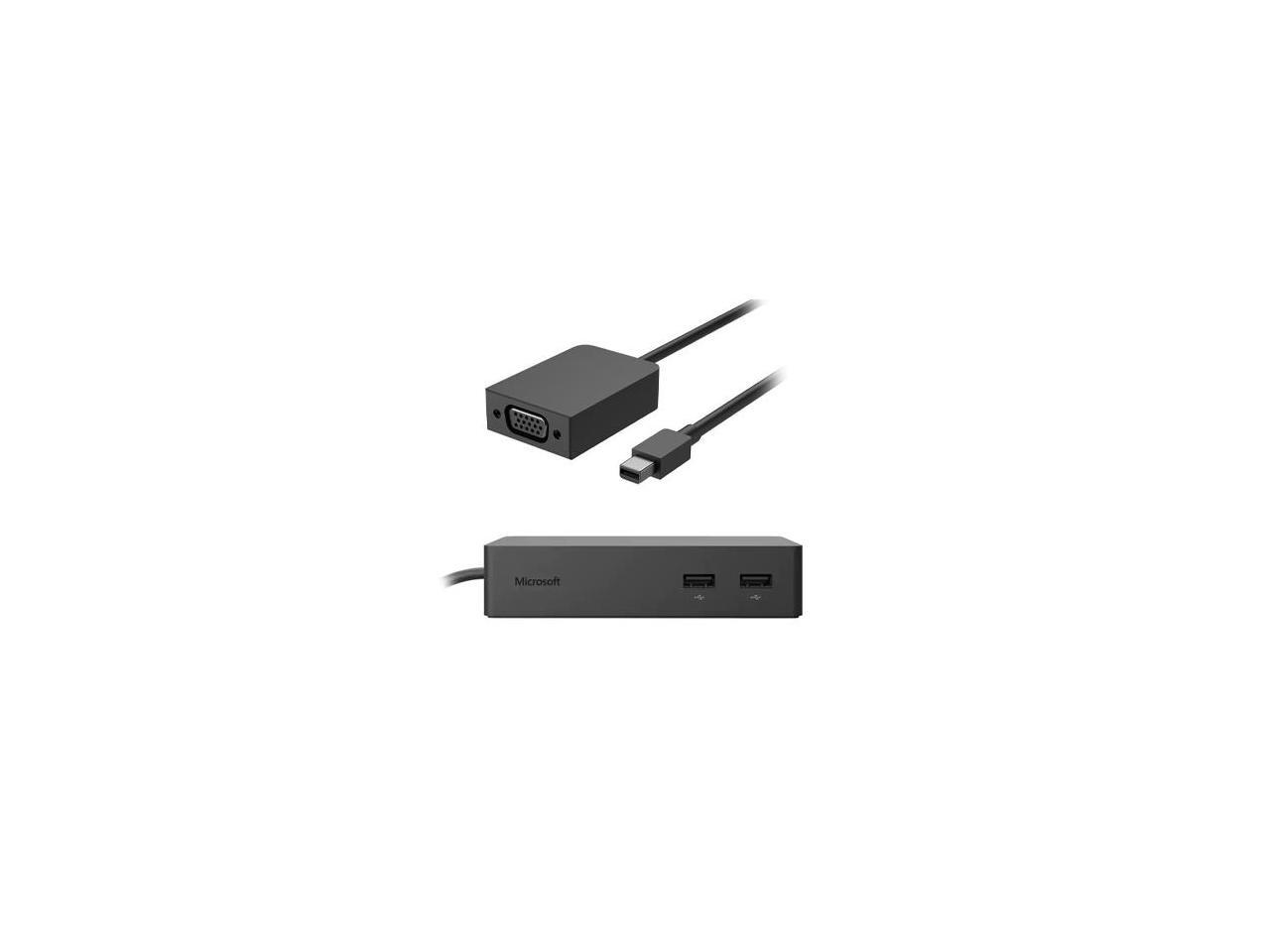 Microsoft Surface Dock Black Surface Mini Displayport To Vga Adapter Black Mini Displayport To Vga Adapter Black Included Wired Connectivity 2 X Minidisplay Port 1 X Audio Out 1 X Gigabit Newegg Com