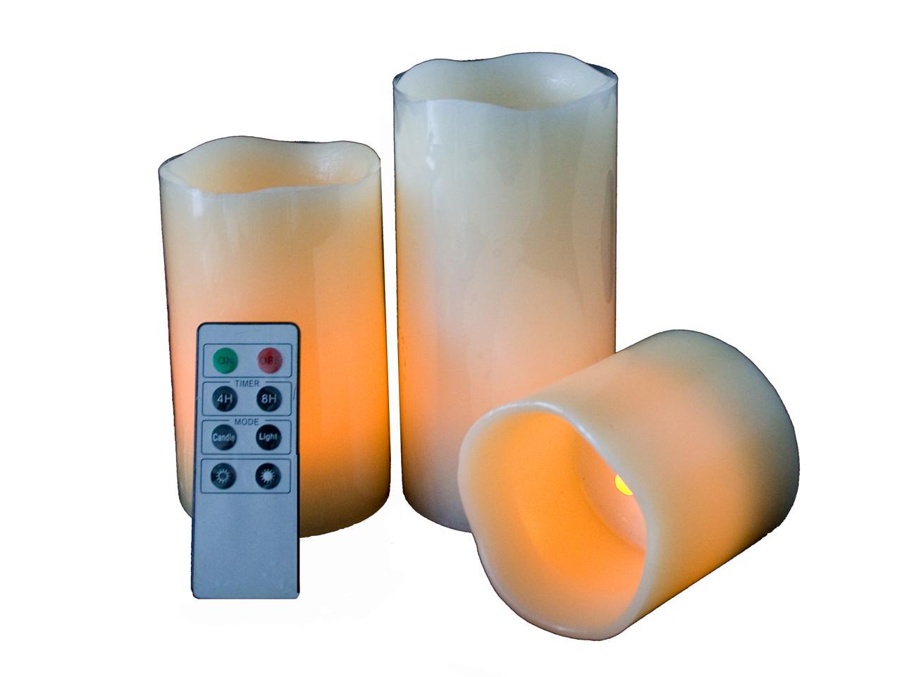 Candle Choice Set of 3 Round Melted Edge Remote Controlled Flameless