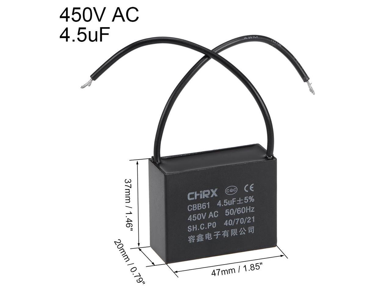 2 Wire Cbb61 Ceiling Fan Capacitor 4 5uf 450v Ac