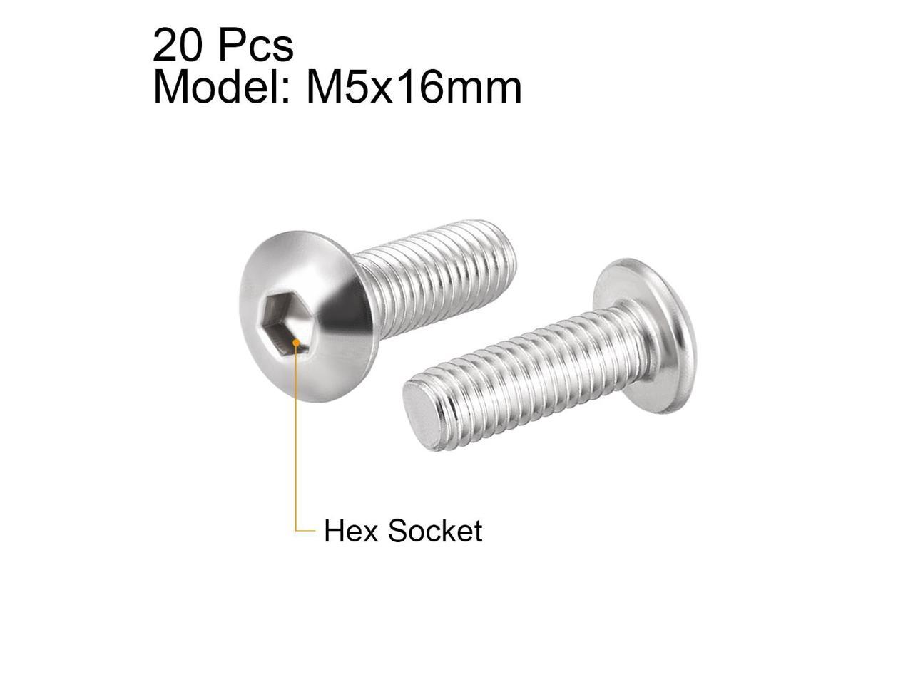 M5x16mm Machine Screws Hex Socket Round Head Screw 304 Stainless Steel ...