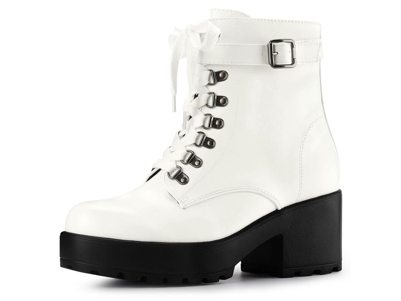 platform white combat boots
