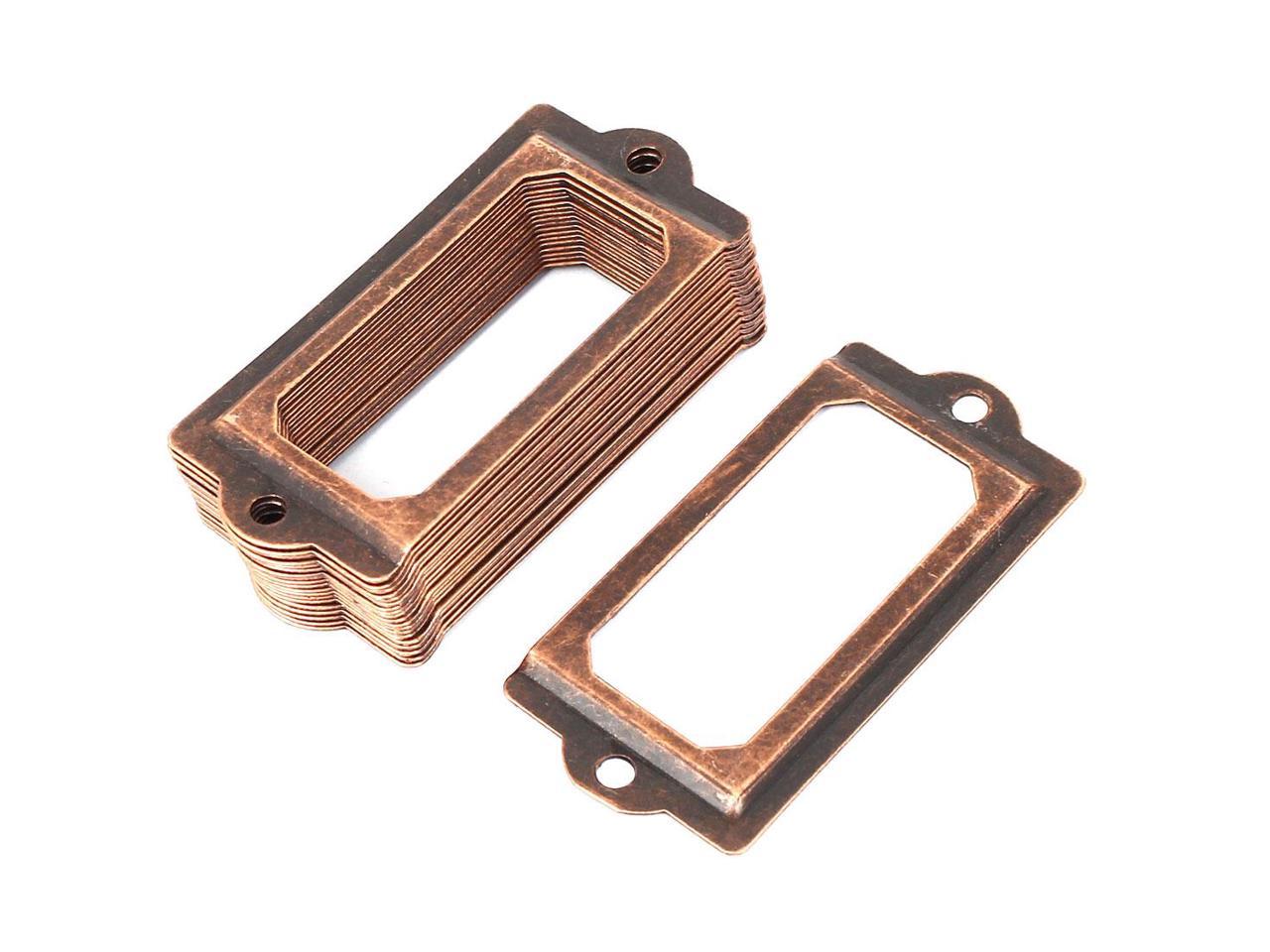 5 Pcs Gold Tone Metal Frame Drawer Box Case Cabinet Card Label Holders 70mmx33mm 