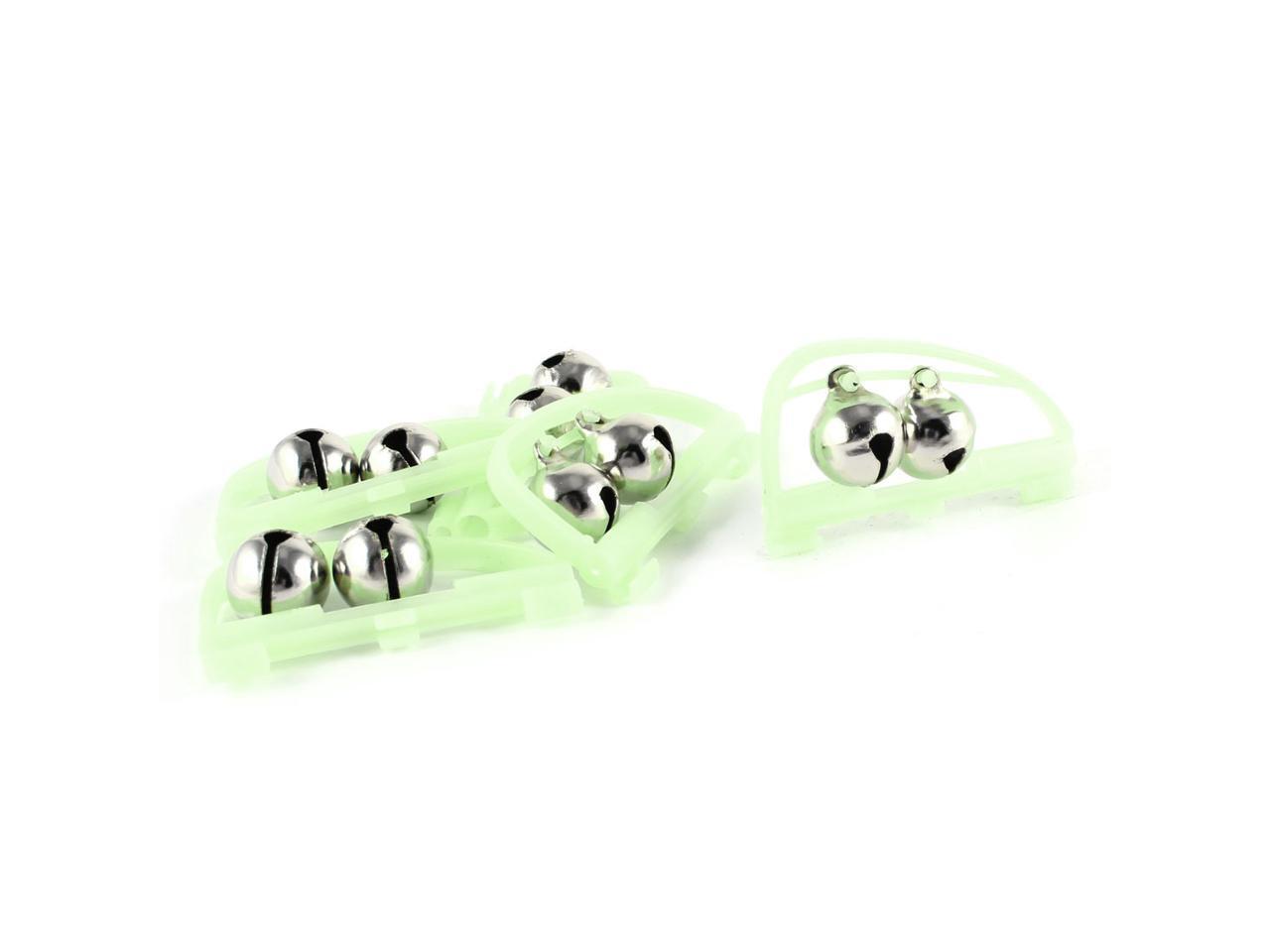 Double Bell Fish Pole Rod Fishing Luminous Bite Alert Bell Green 5 pcs in pack
