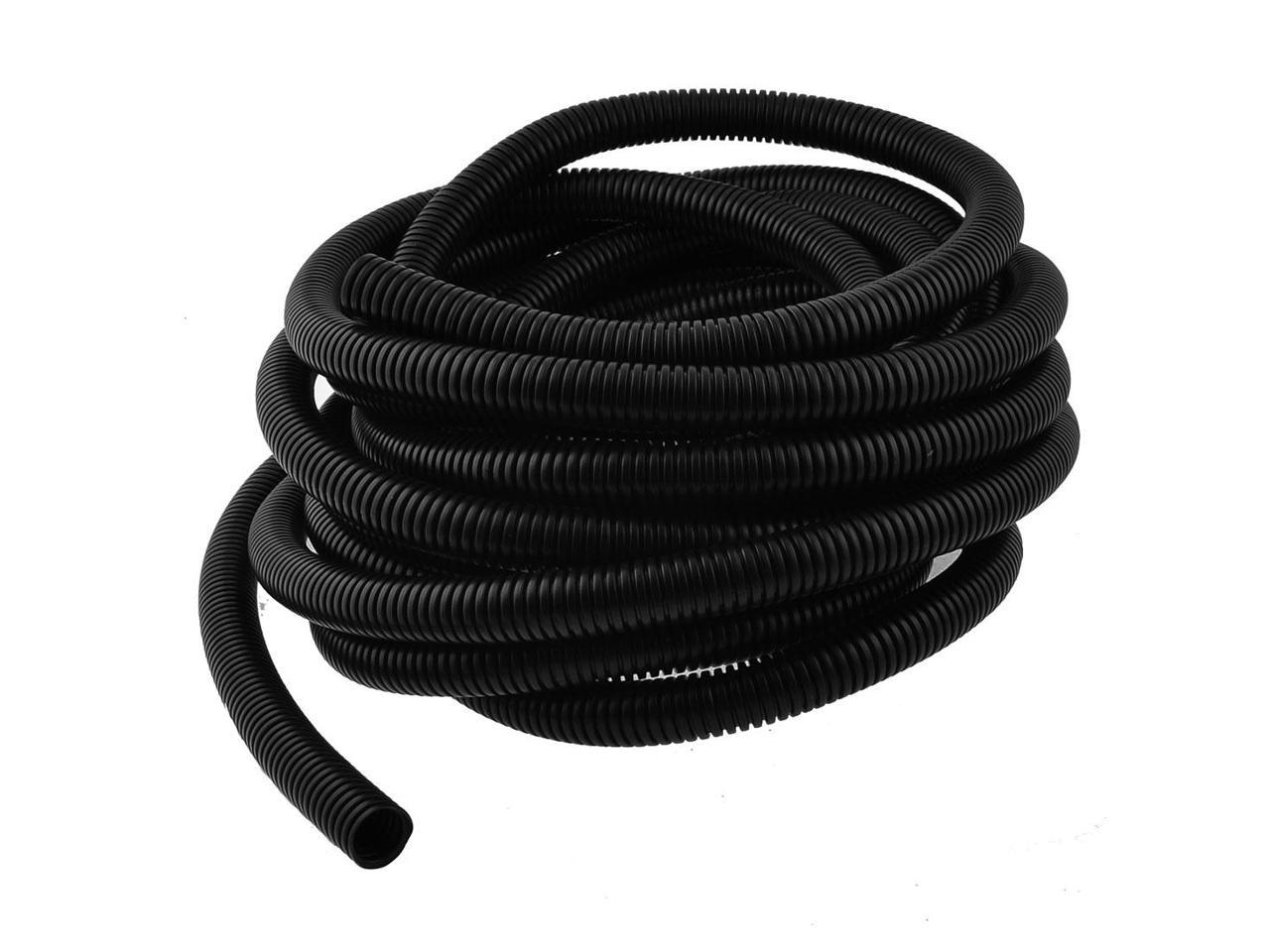 Black 13x10mm PE Plastic Electric Wire Protector Tube With 5M 
