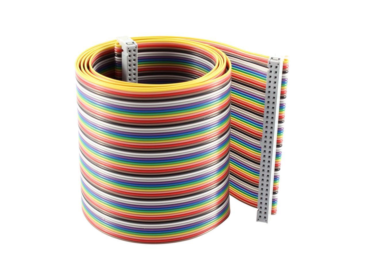 2.54mm Pitch 26 Pin 26 Way F/F Rainbow IDC Flat Ribbon Cable Connector 118cm