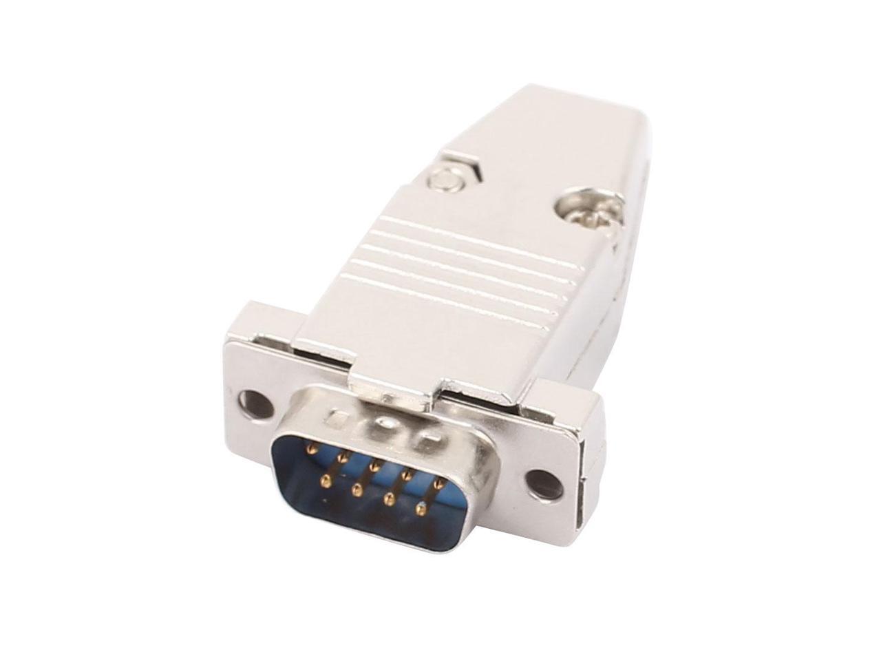 DB9 9 Pins 2 Rows Male Converter Connector Adapter w Metal Kit Housing