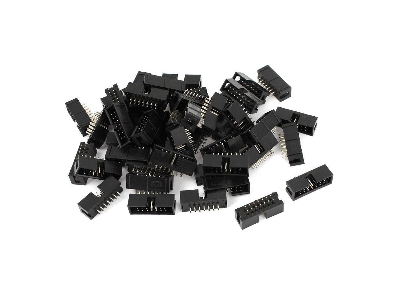 50Pcs 2.54mm 2x8 16 Pin Male Right Angle Ejector Header Connector With Latch 