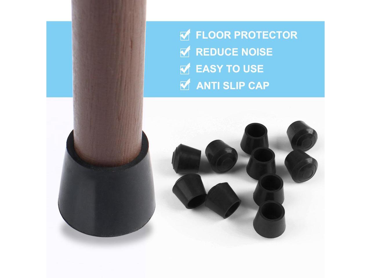 10pcs Chair Leg Tips Caps 25mm 1 Inch Anti Slip Rubber Furniture Table Feet Cover Floor 