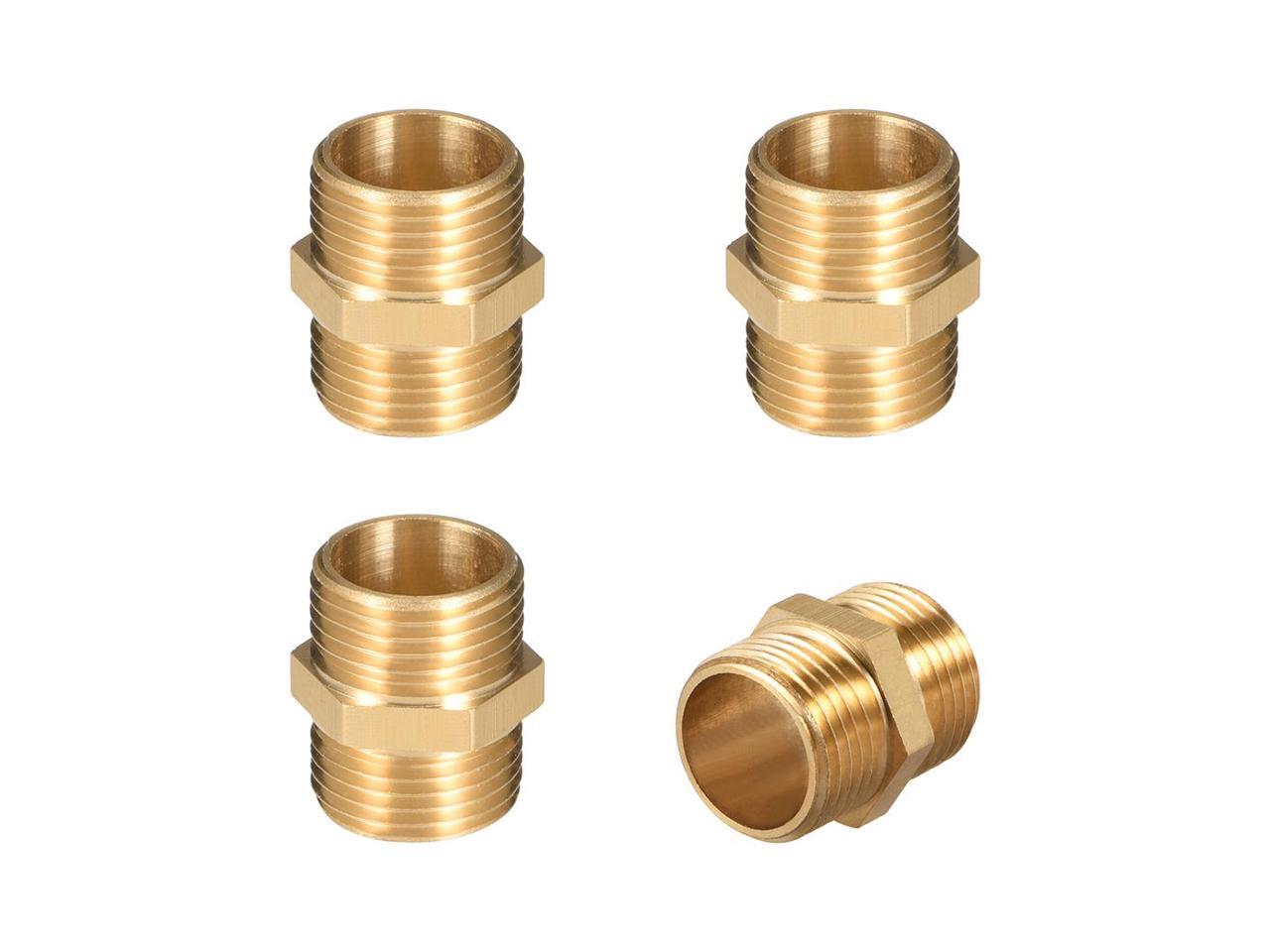 Brass Pipe Fitting Hex Nipple 3 8 X 3 8 G Male Thread Pipe Brass Fitting Gold Tone 4pcs 