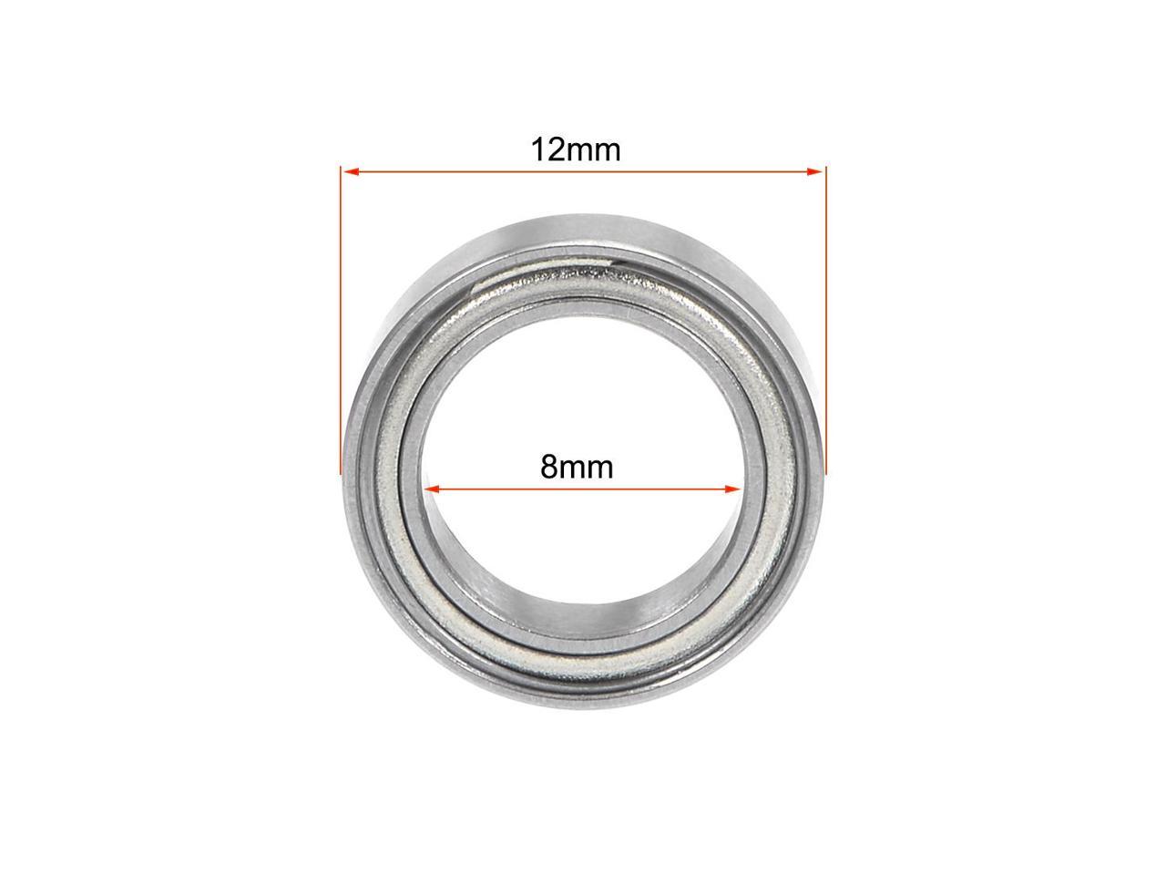 sourcing map MR128ZZ Deep Groove Ball Bearing 8x12x3.5mm Double Shielded Chrome Steel Bearings 10-Pack