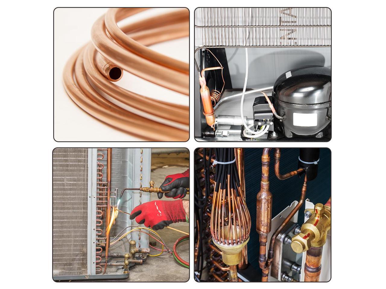 Refrigeration Tubing, 9/64" OD x 7/64" ID x 6.5 Ft Soft Coil Copper