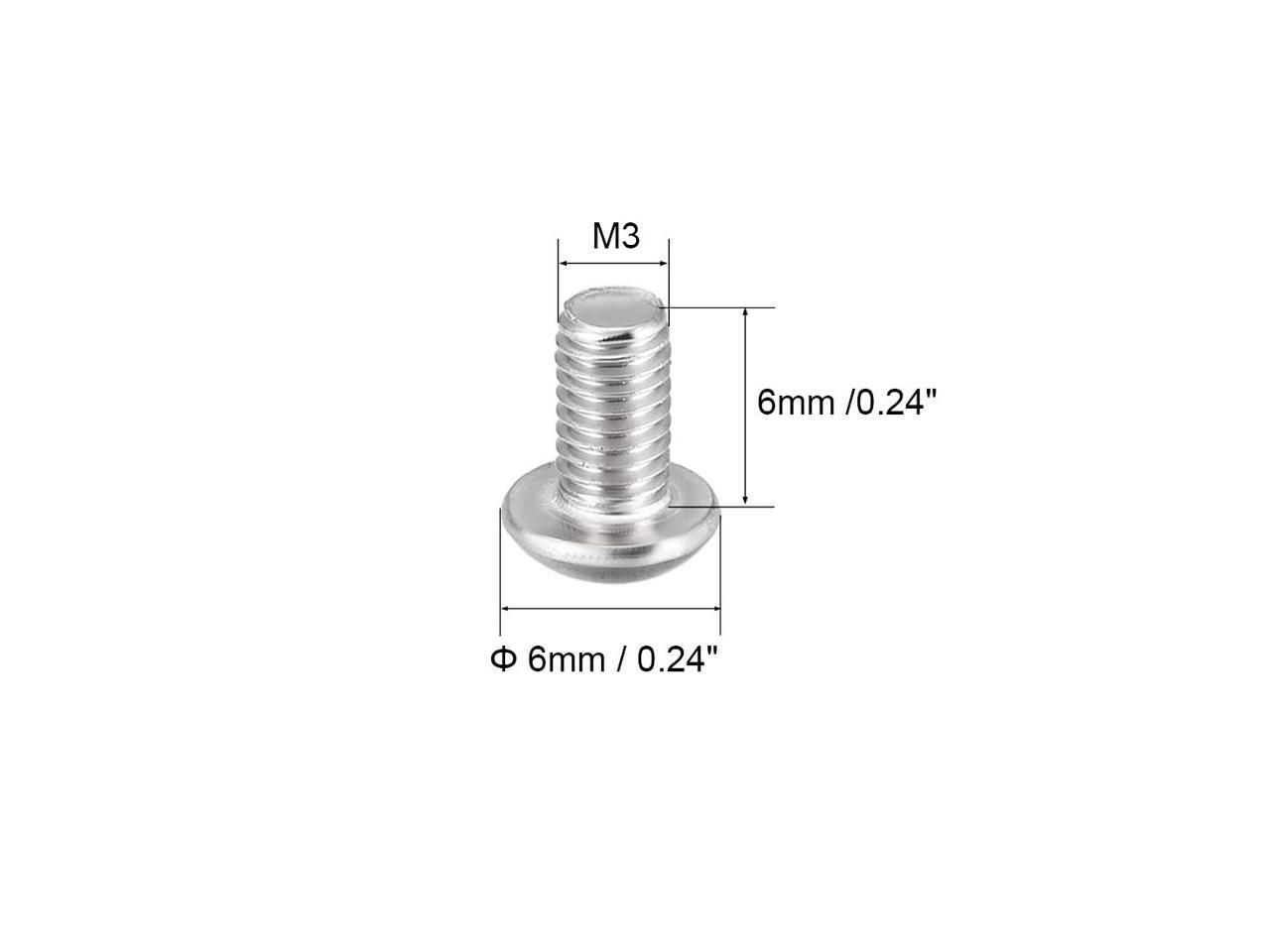 M3x6mm Machine Screws Hex Socket Round Head Screw 304 Stainless Steel ...