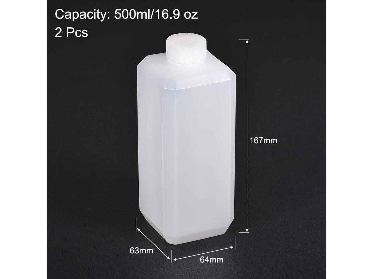 Bettomshin 5Pcs Plastic Lab Bottle 500ml Wide Mouth Sample Sealing Storage Container White Blue Translucent Square w Tamper Evident Cap Translucent 