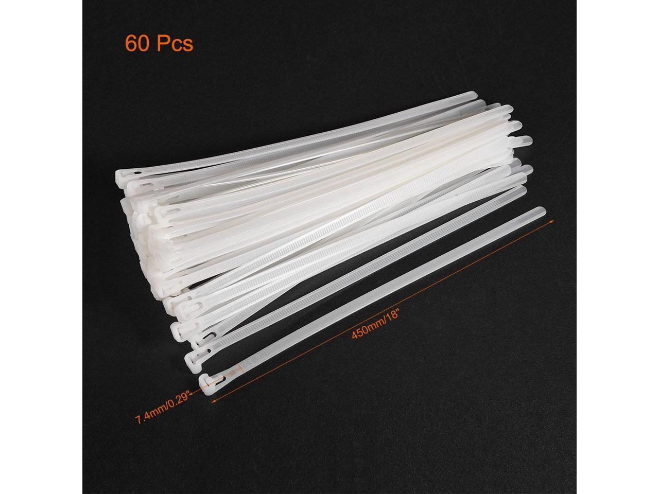 Reusable Cable Ties 450mmx7.4mm Adjustable Nylon Zip Ties Wraps White