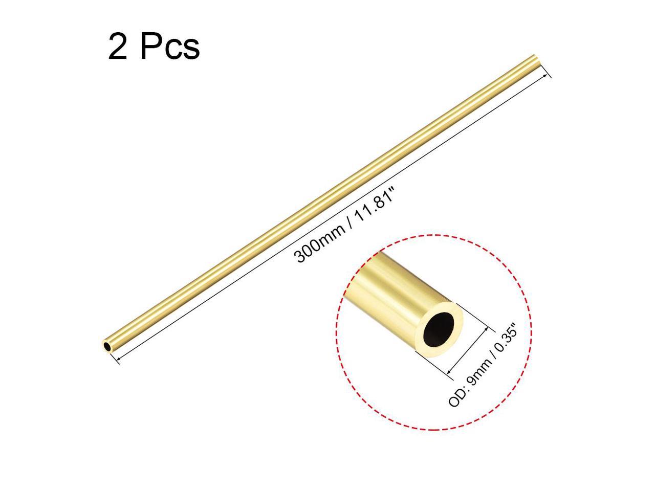 Brass Round Tube 300mm Length 9mm OD 0.2mm Wall Thickness Seamless Pipe Tubing