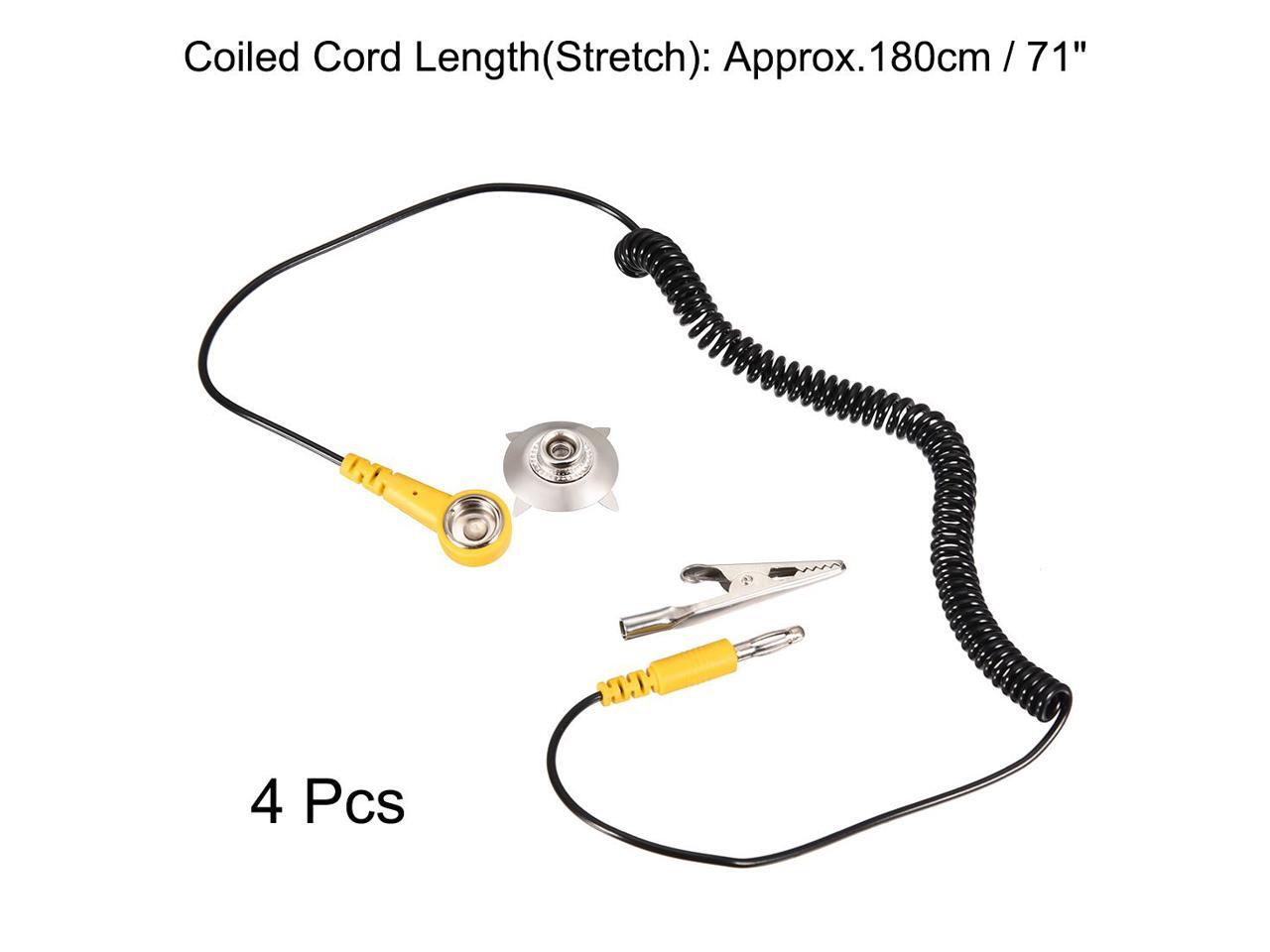 AntiStatic ESD Grounding Cable Coiled Cord, with Alligator Clip Claw