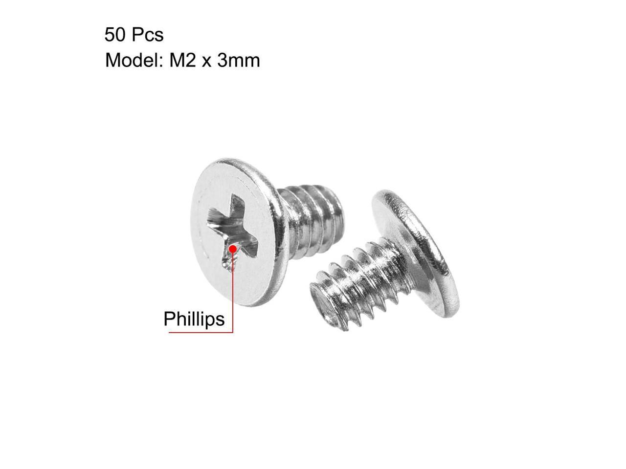 M2 x 3mm Laptop Notebook Computer Screws Phillips Head Screw Silver Tone 3.8mm Dia Screw Head