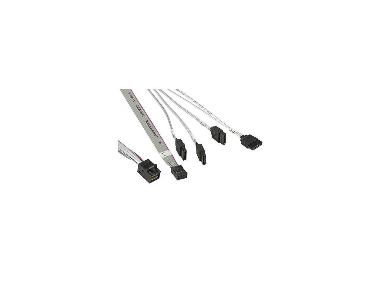 Supermicro CBL-SAST-0631 55cm Cross-over Mini SAS HD to 4x SATA Cable w ...