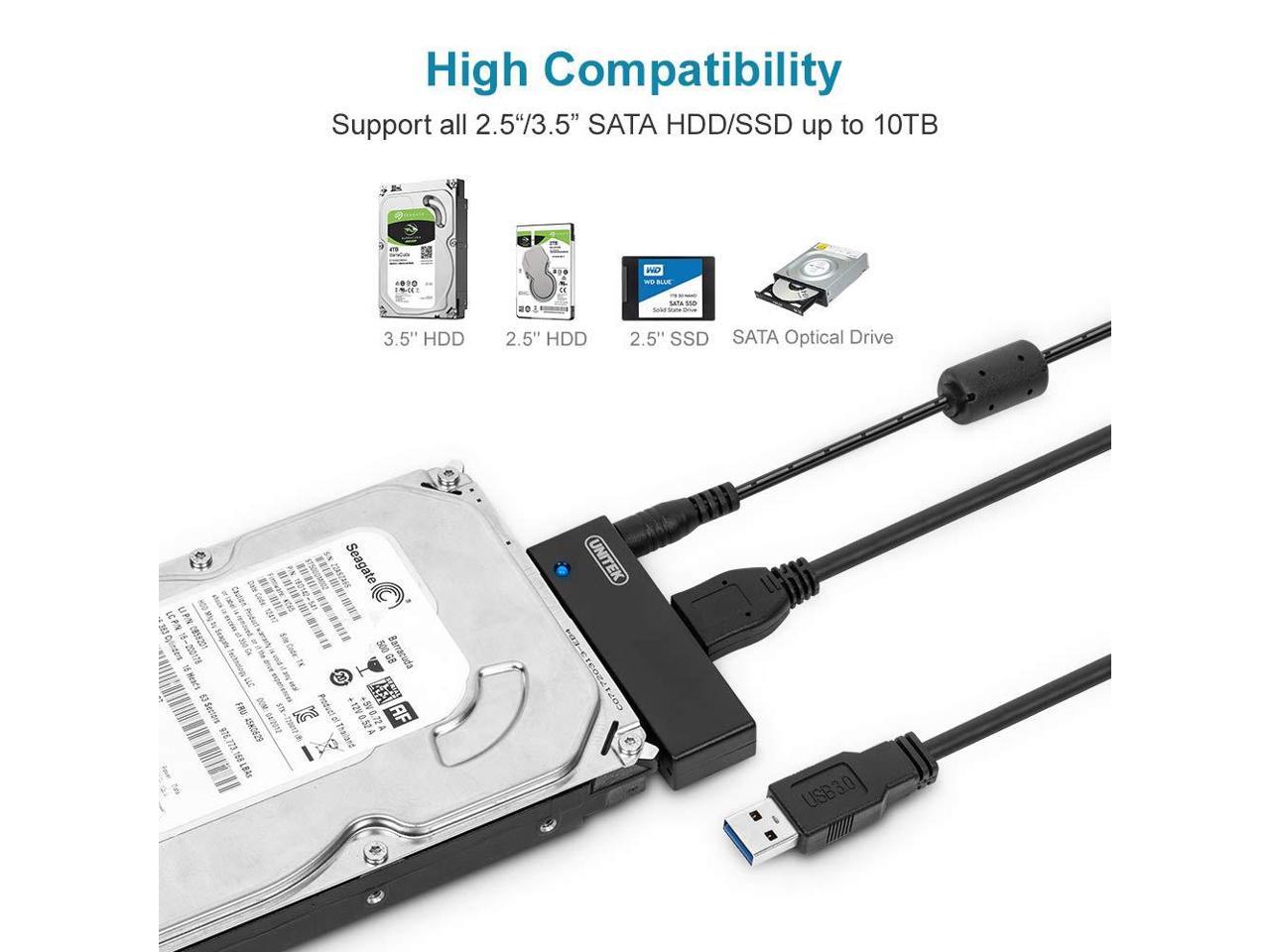 Unitek Usb 3 0 To Sata Iii Hard Drive Adapter Converter Cable For 2 5 3 5 Inch Hdd Ssd Hard Drive Disk And Sata Optical Drive With 12v 2a Power Adapter Support Uasp Newegg Com